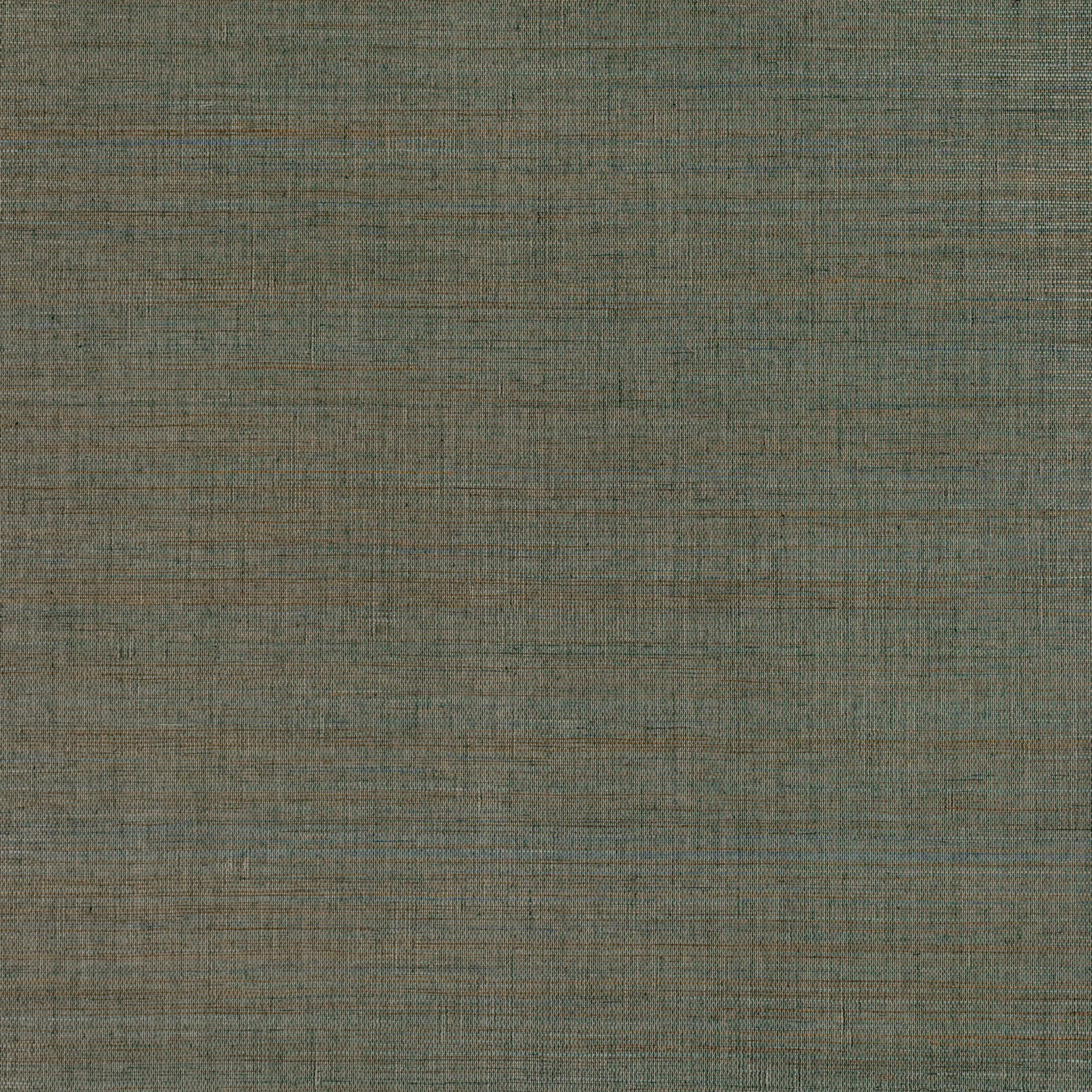 Muted olive-grey grasscloth wallpaper with fine crosshatching and warm brown threads