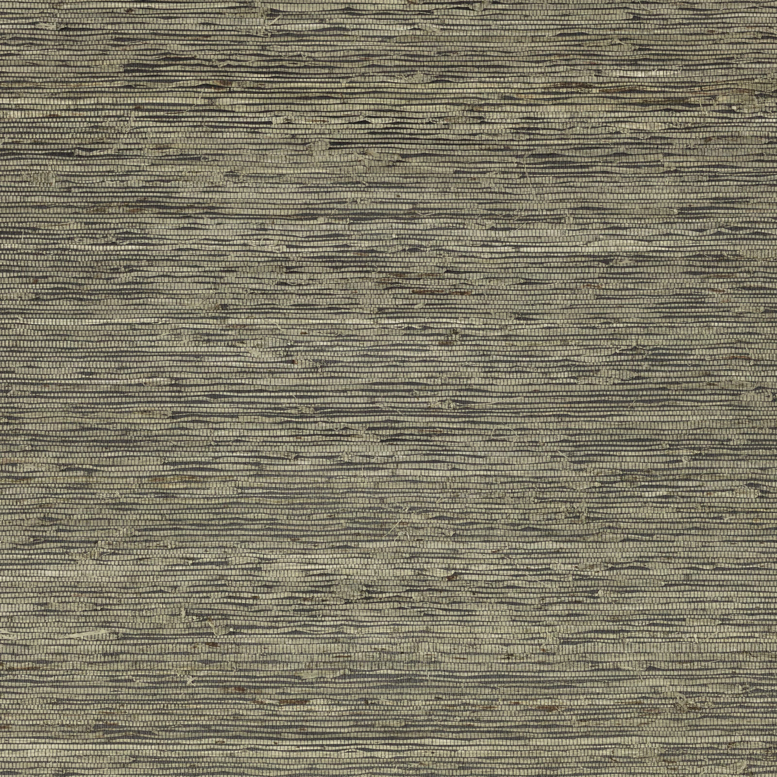 Muted olive-grey metallic wallpaper with fine irregular horizontal grasscloth-style ridges