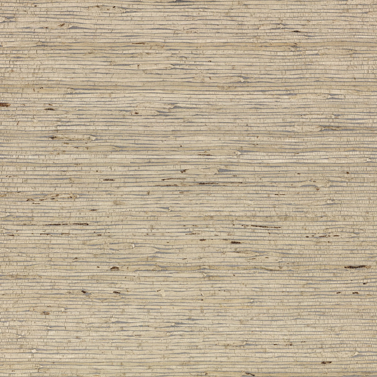 Pale taupe grasscloth wallpaper with fine horizontal lines and scattered dark flecks