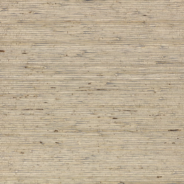 Pale taupe grasscloth wallpaper with fine horizontal lines and scattered dark flecks