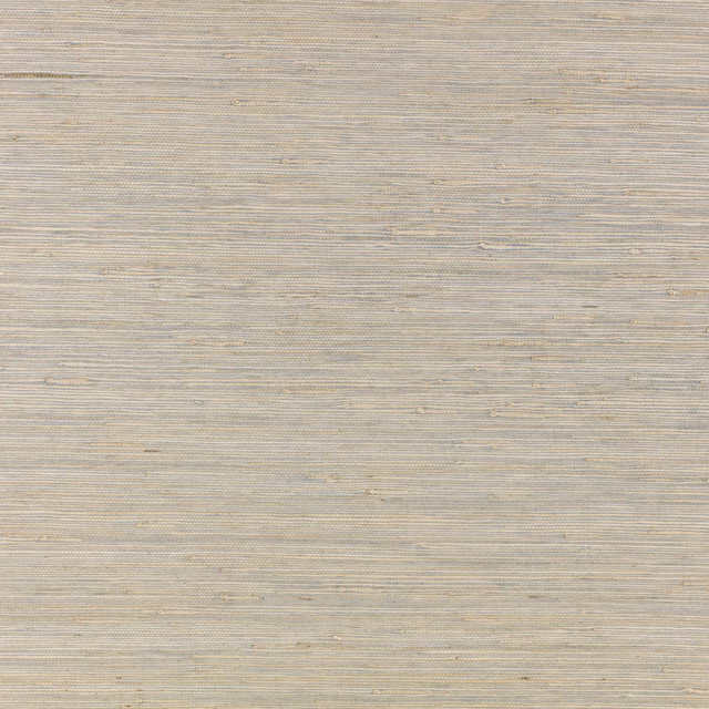 Pale celadon wallpaper with fine horizontal grasscloth lines and sandy flecks