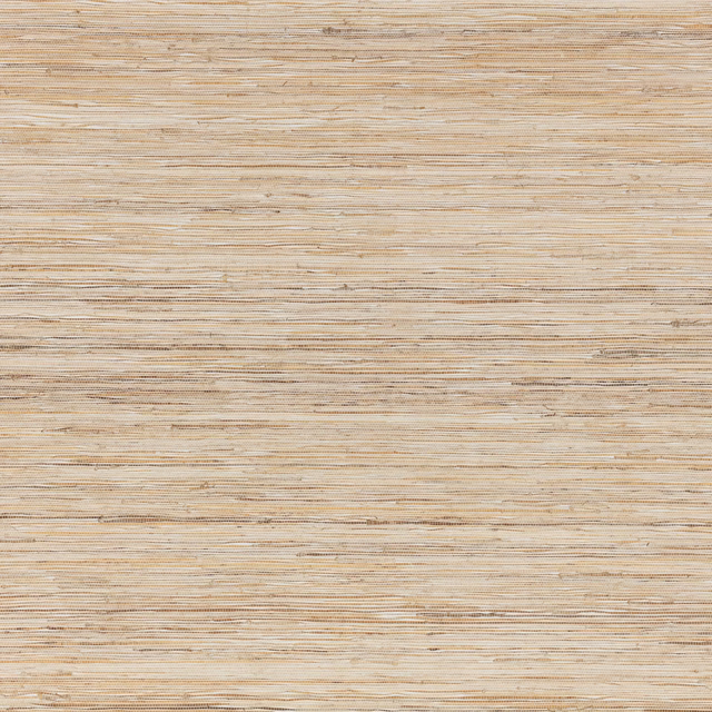 Pale straw-beige grasscloth wallpaper with fine irregular horizontal fibres