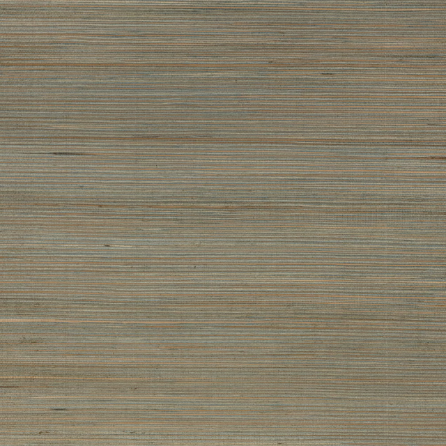 Fine horizontal grasscloth texture in muted French grey with taupe and earthy threads