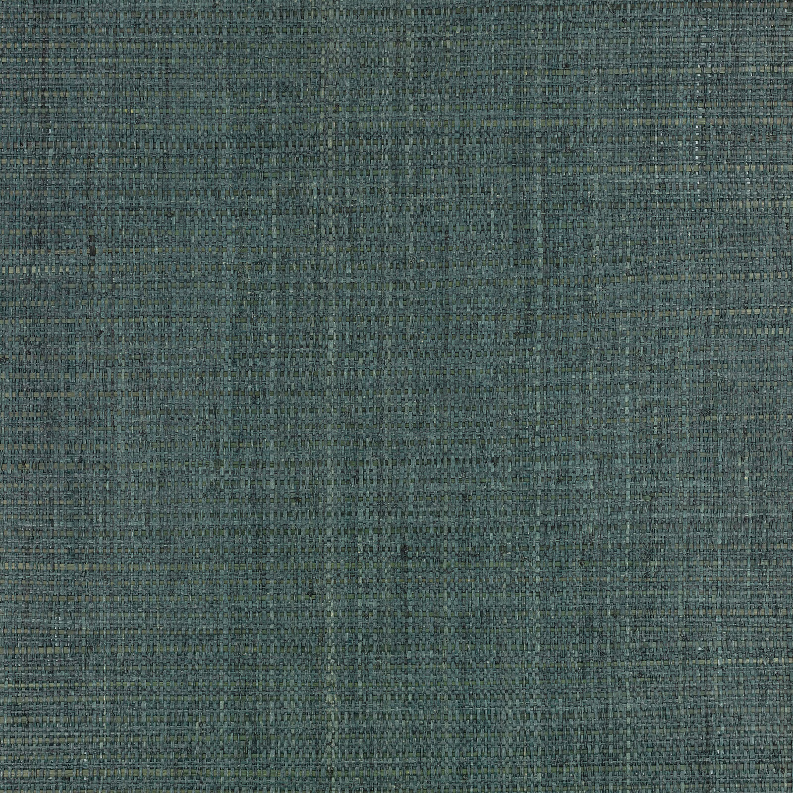 Close view of dark teal wallpaper with an irregular woven grasscloth texture