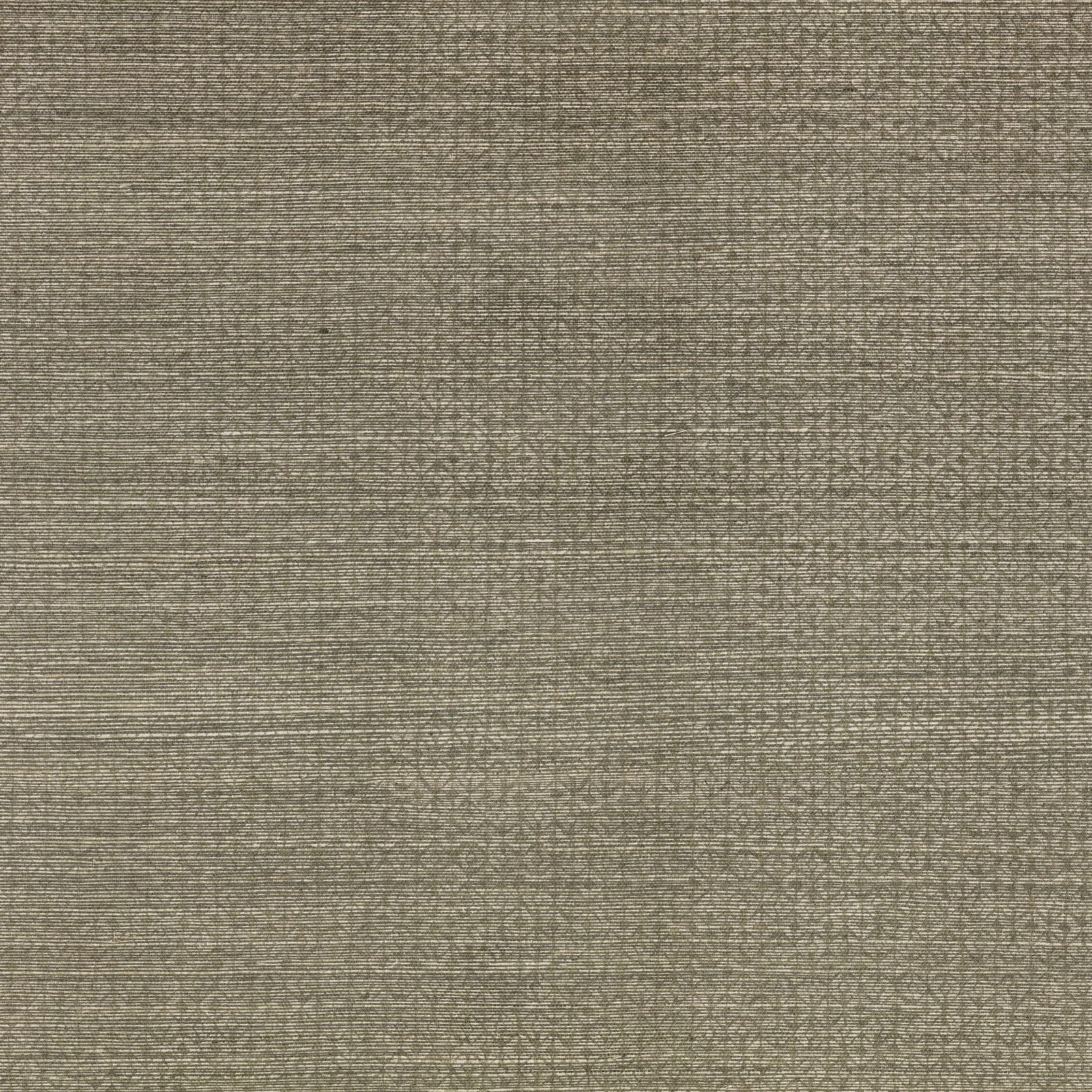 Muted chestnut-brown wallpaper with fine horizontal grasscloth lines and subtle geometric lattice
