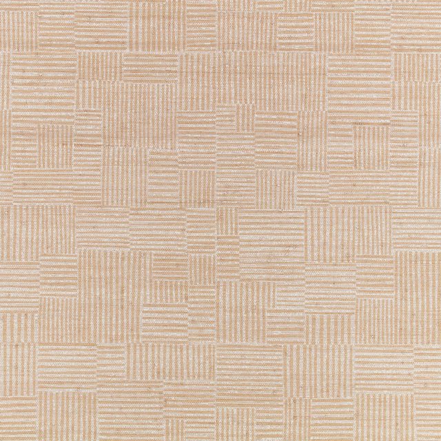 Warm sand-beige wallpaper with ivory horizontal and vertical rectangular stripes