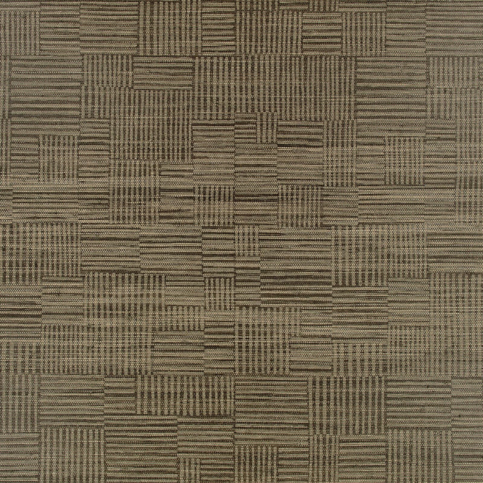 Muted olive-taupe wallpaper with interlocking horizontal and vertical lined rectangles