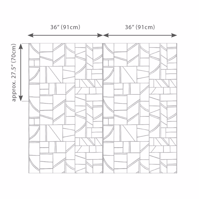 Warm alabaster wallpaper with fine grey geometric lines, arcs and rectangular panels