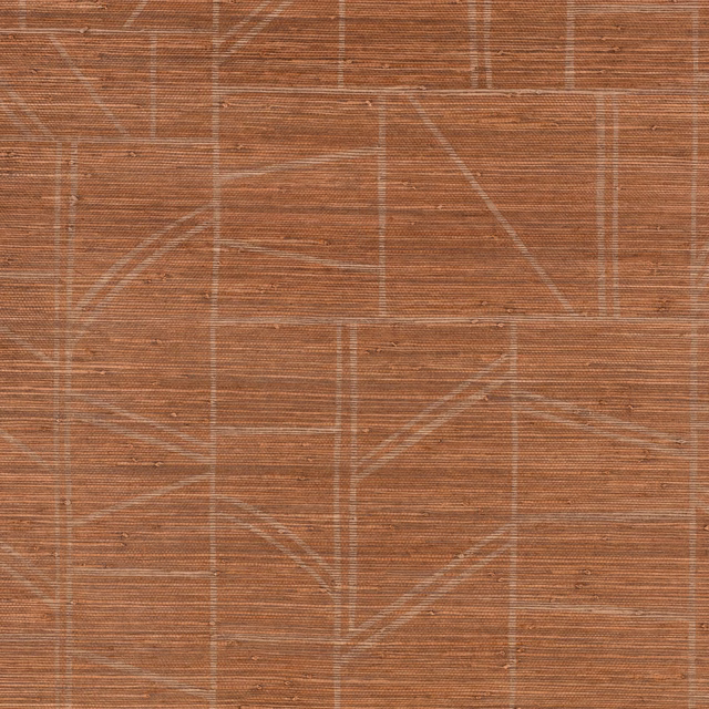 Warm paprika terracotta wallpaper with fine horizontal texture and faint geometric block lines
