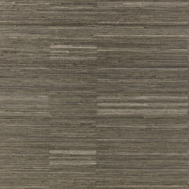 Muted taupe-brown wallpaper with fine irregular horizontal grasscloth-like striations