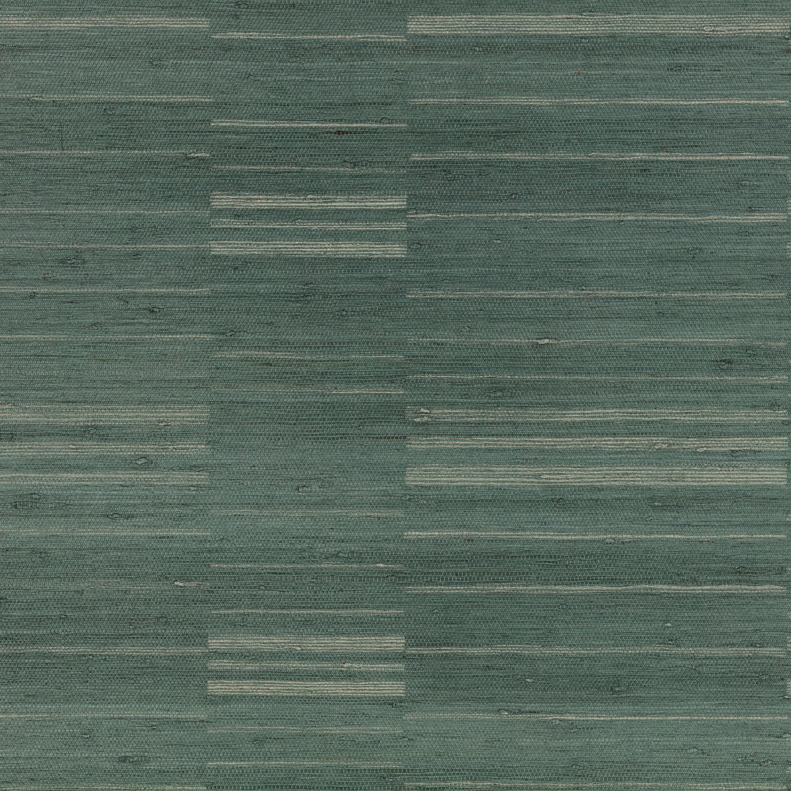 Muted blue-green wallpaper with irregular horizontal striations and grasscloth-like texture