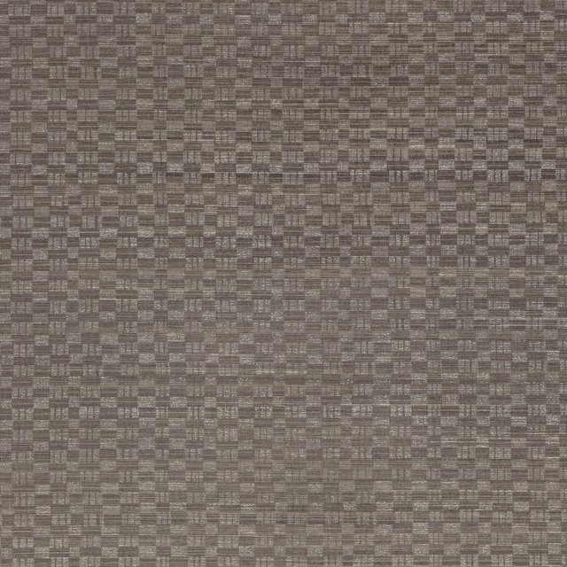 Pewter-grey wallcovering with fine mottled rectangular grasscloth-style texture