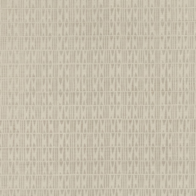 Pale parchment wallpaper with muted taupe geometric columns and fine horizontal lines