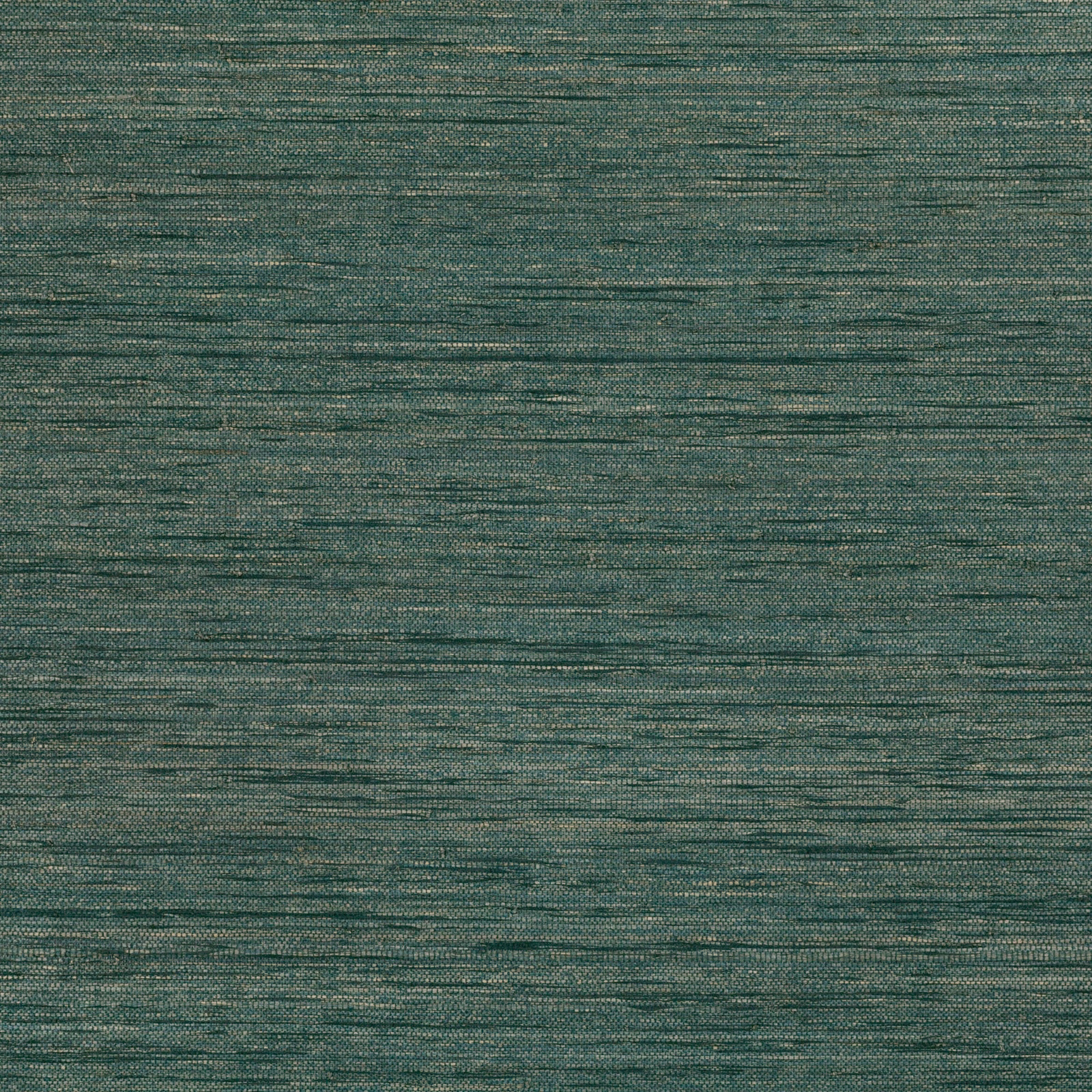 Muted teal grasscloth wallpaper with fine, irregular horizontal woven striations