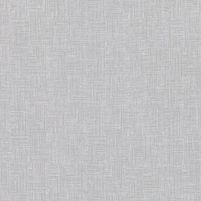 Cool lake-grey woven textile with a fine white broken maze pattern