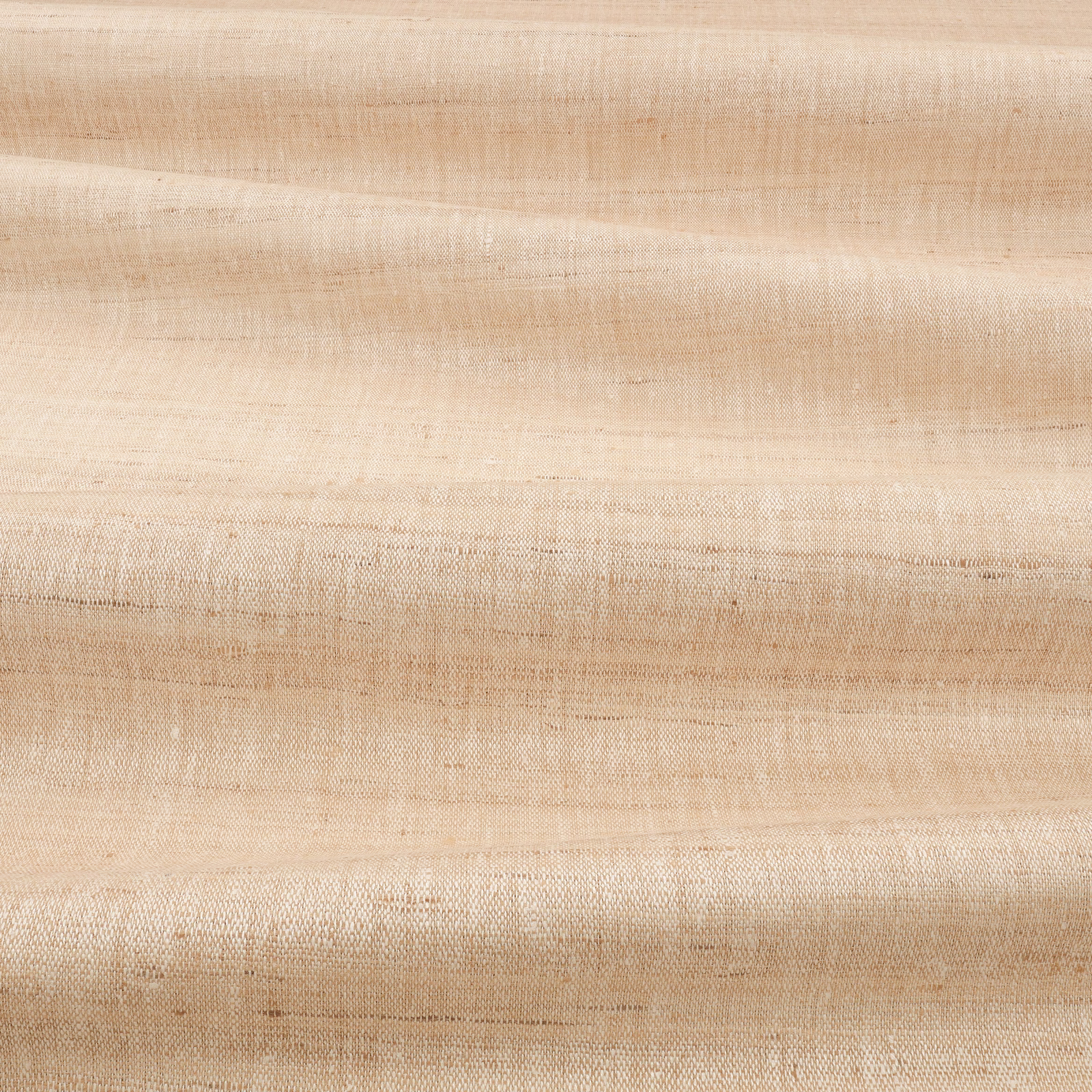 Warm natural beige fabric with fine horizontal striations and softly varied woven texture