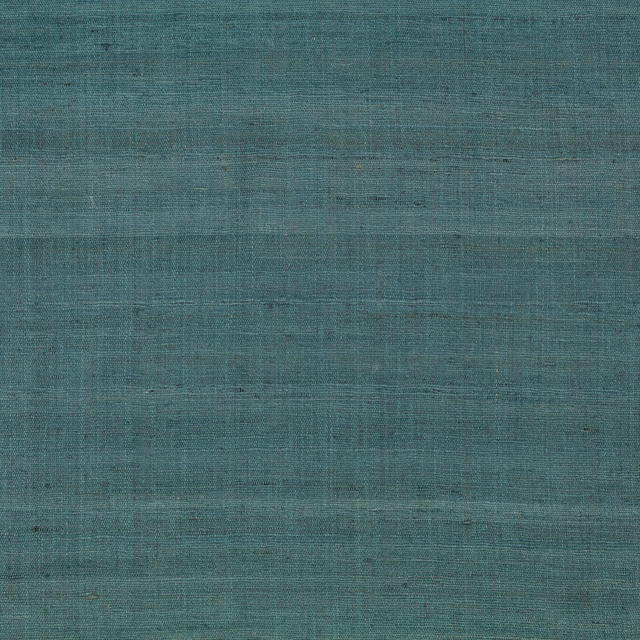 Muted peacock teal woven fabric with fine horizontal slubs and crosshatching