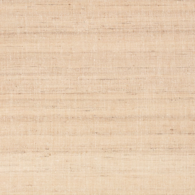 Warm natural beige wallcovering with fine horizontal striations and softly mottled texture