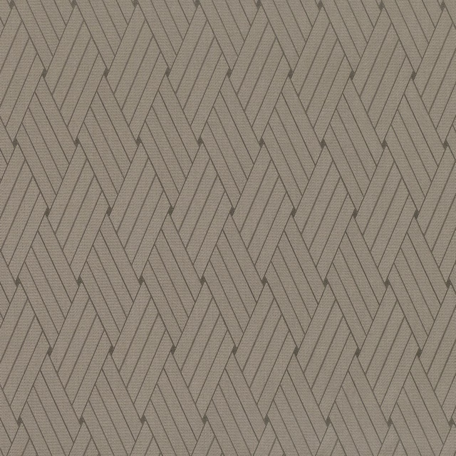 Muted bronze-taupe woven fabric with interlocking angular chevrons and fine linear texture