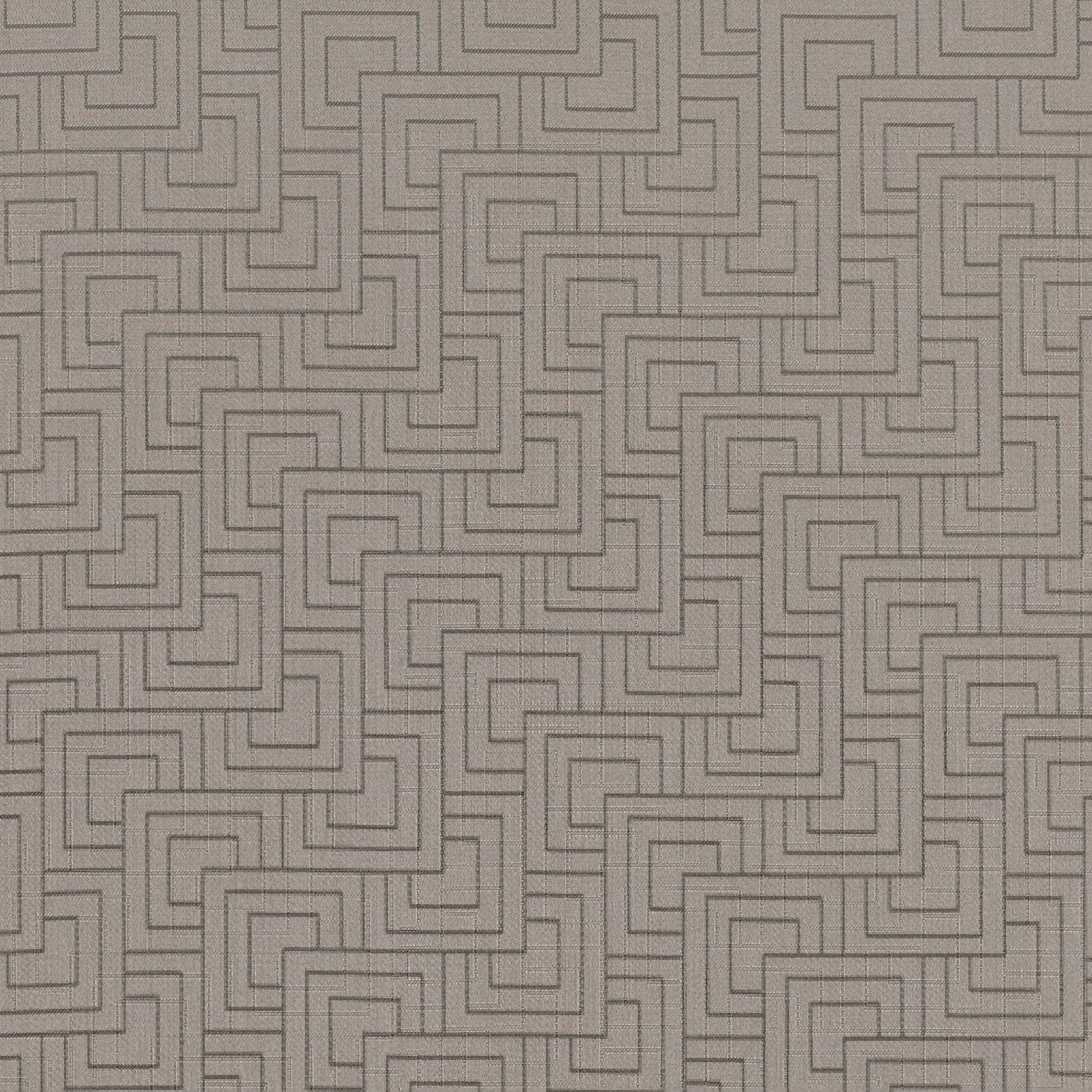 Cool cement-grey woven fabric with interlocking stepped geometric lines