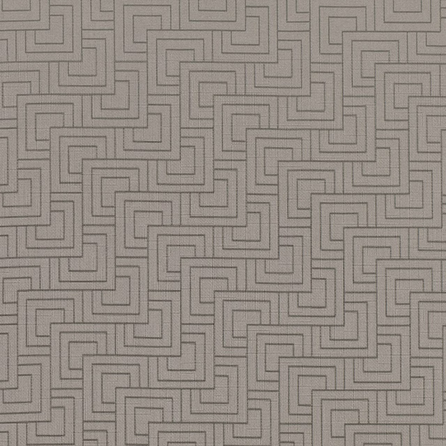 Cool cement-grey woven fabric with interlocking stepped geometric lines