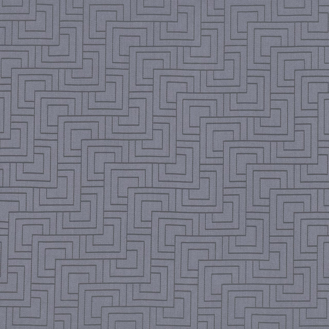 Cool ink-grey textile with fine charcoal interlocking maze lines and subtle woven texture