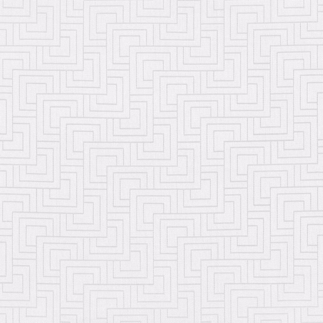 Soft white woven fabric with a delicate interlocking geometric maze pattern