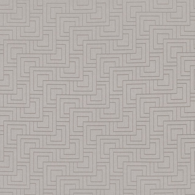 Cool pewter-grey fabric with fine stepped maze lines and subtle surface texture