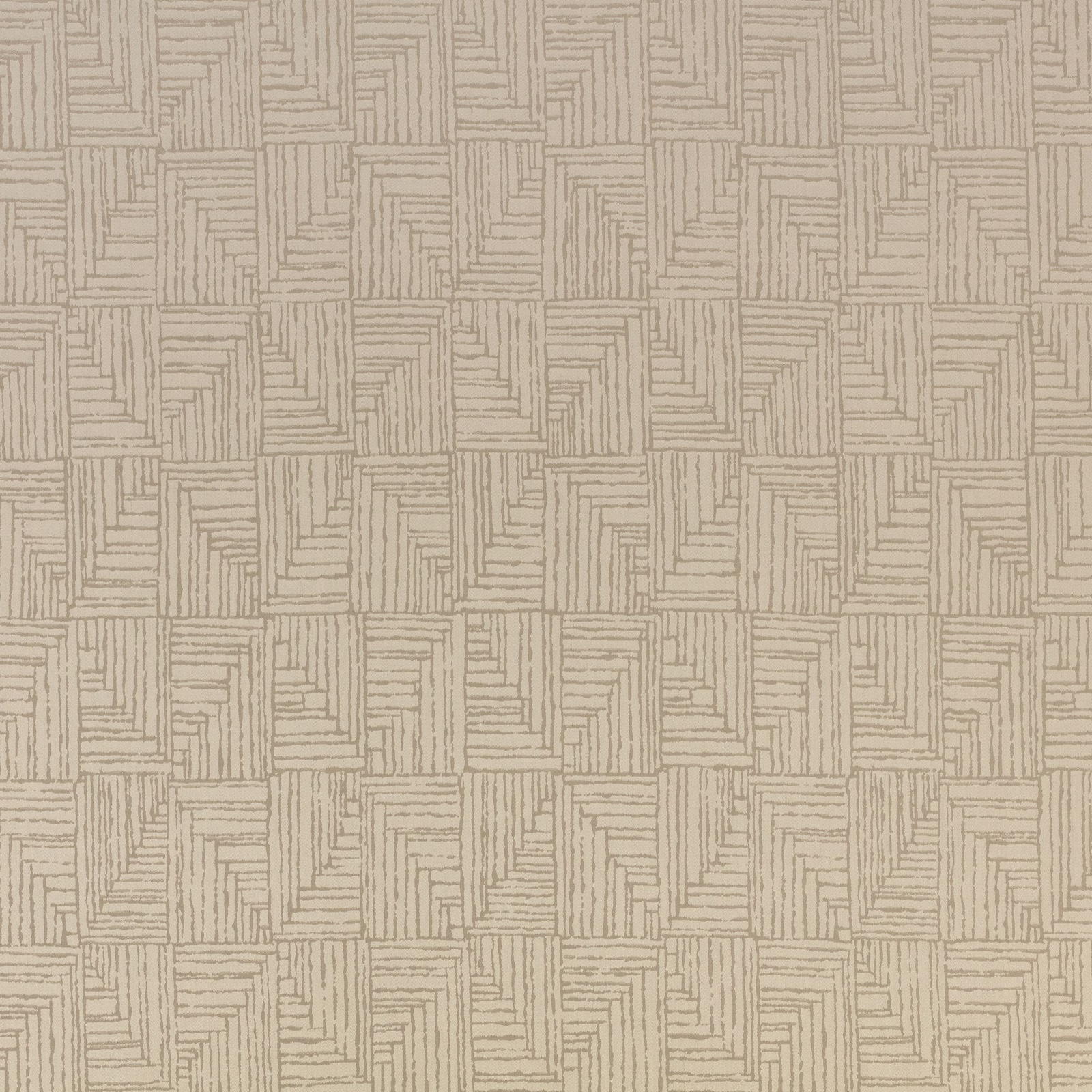 Warm vellum beige woven textile with interlocking linear geometric blocks