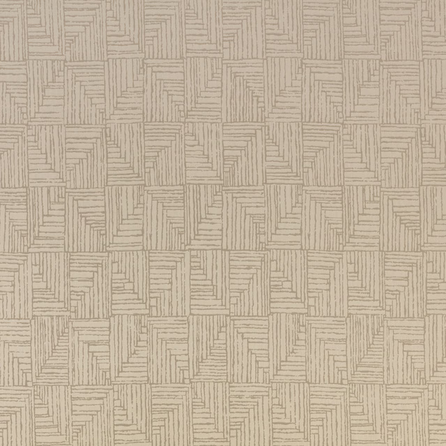 Warm vellum beige woven textile with interlocking linear geometric blocks