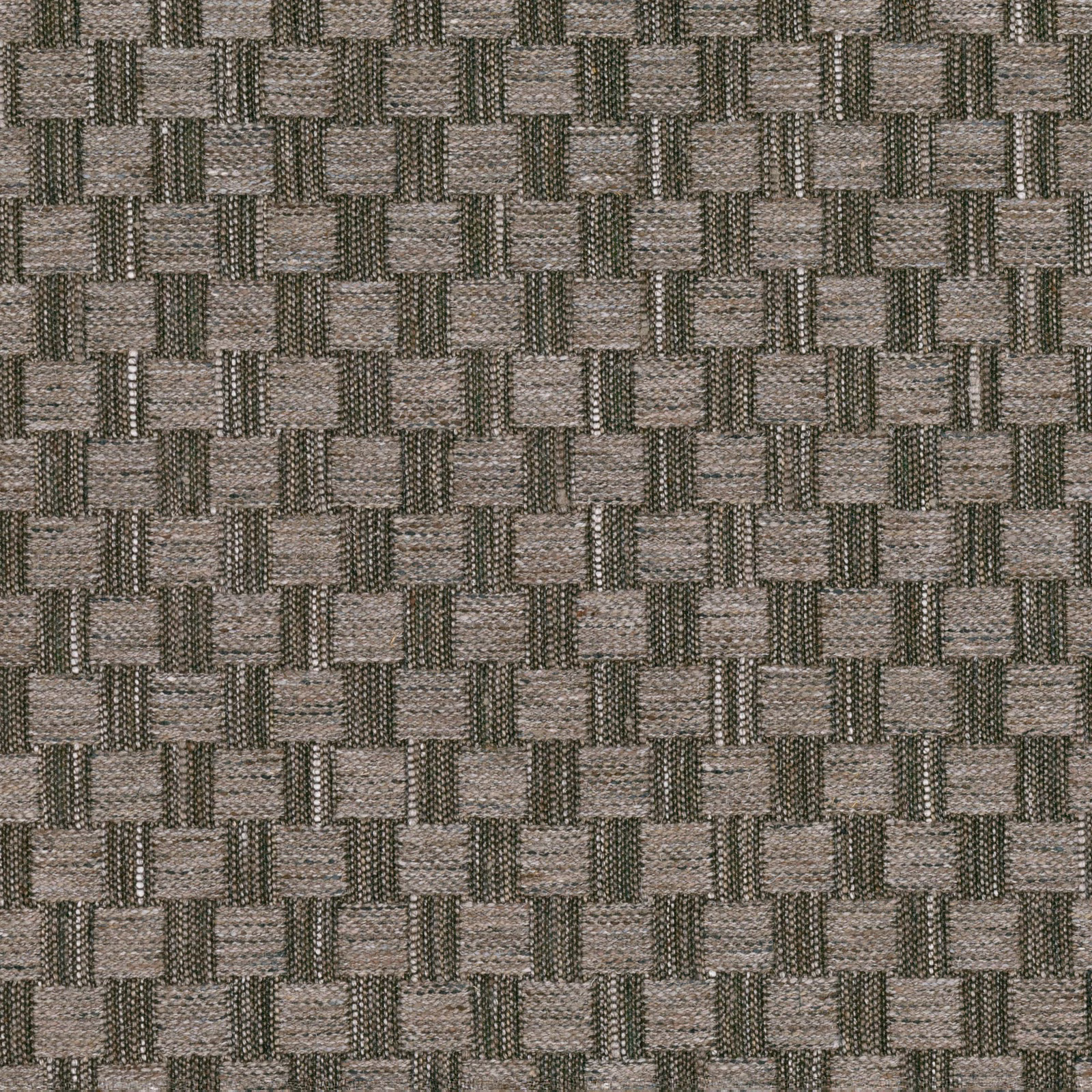 Muted chestnut and olive-grey woven fabric with an irregular block-check texture