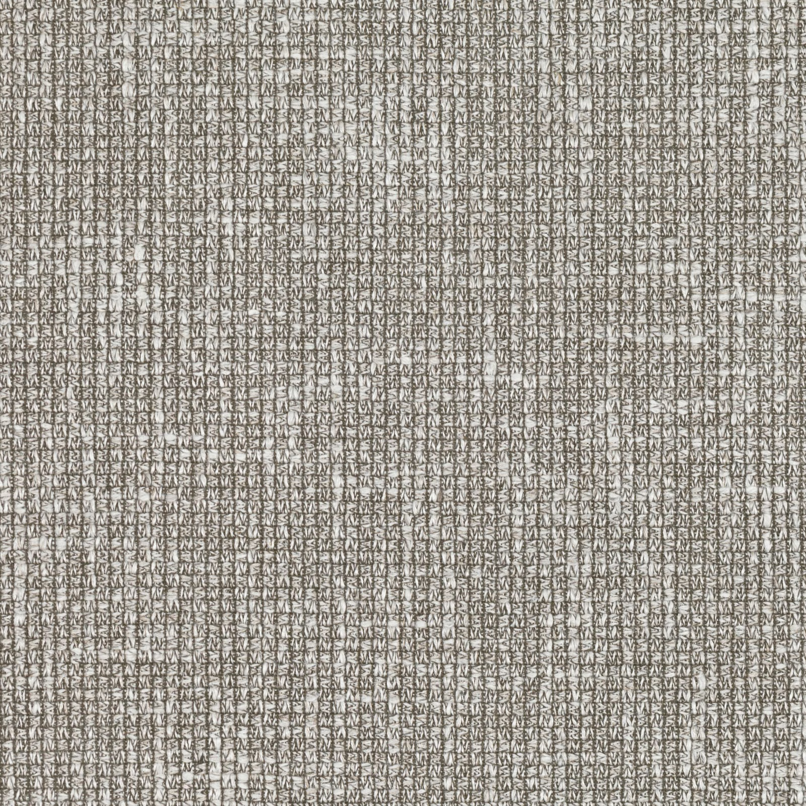 Close-up of pale taupe-grey textile with dense charcoal crosshatch and slubbed texture