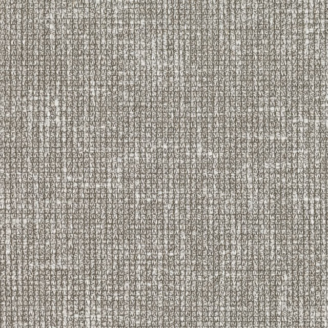 Close-up of pale taupe-grey textile with dense charcoal crosshatch and slubbed texture