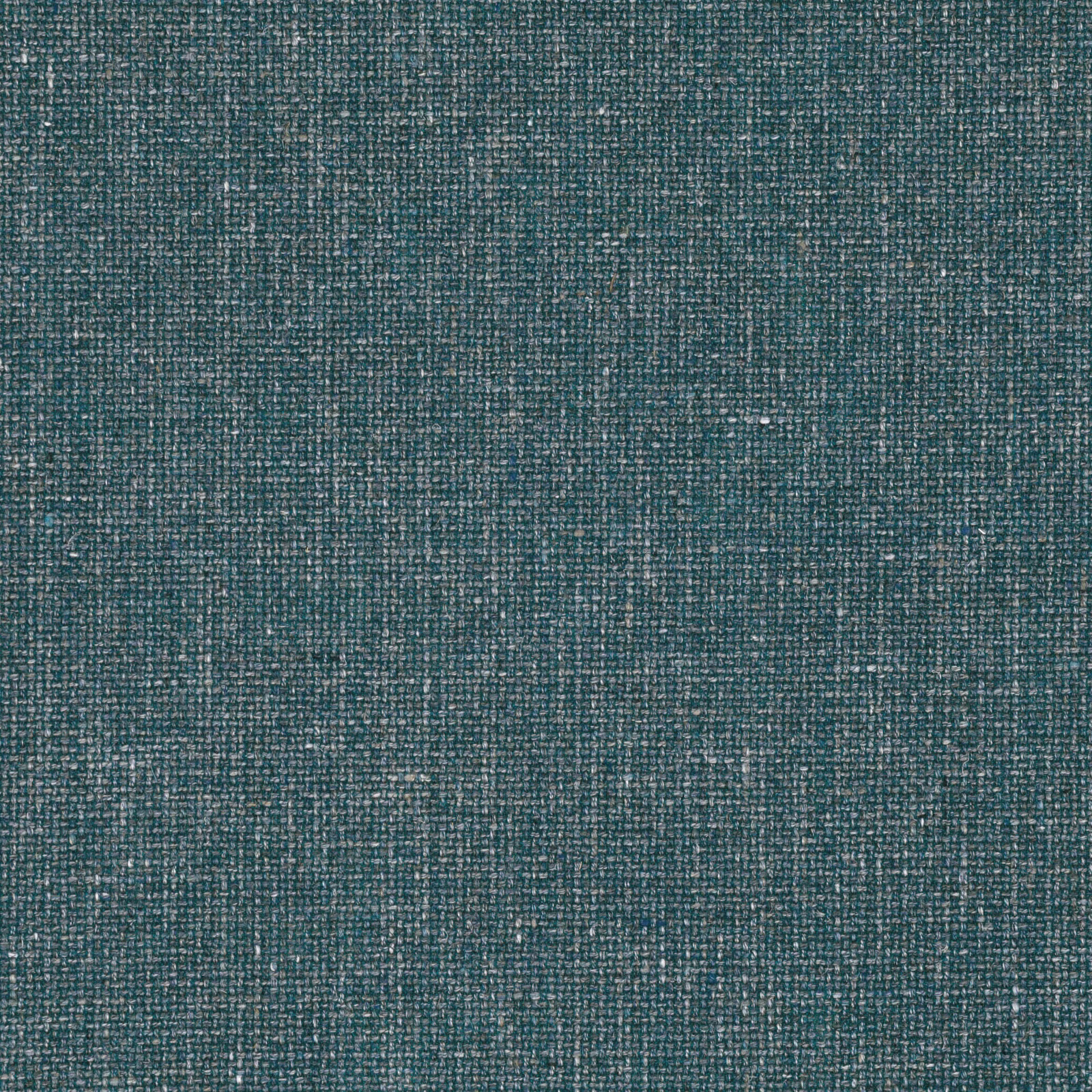 Deep peacock teal woven fabric with fine pale flecks and tactile slub texture