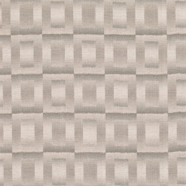Storm-grey woven textile with pale rectangular checks and softly textured tonal bands
