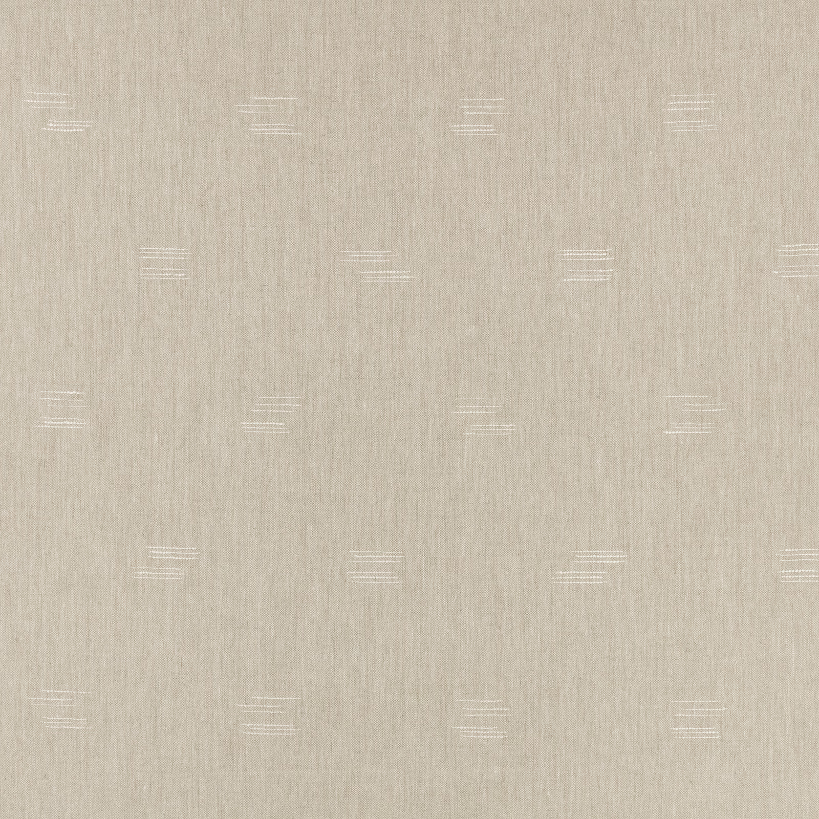 Warm sepia taupe weave with fine slubs and scattered ivory linear motifs