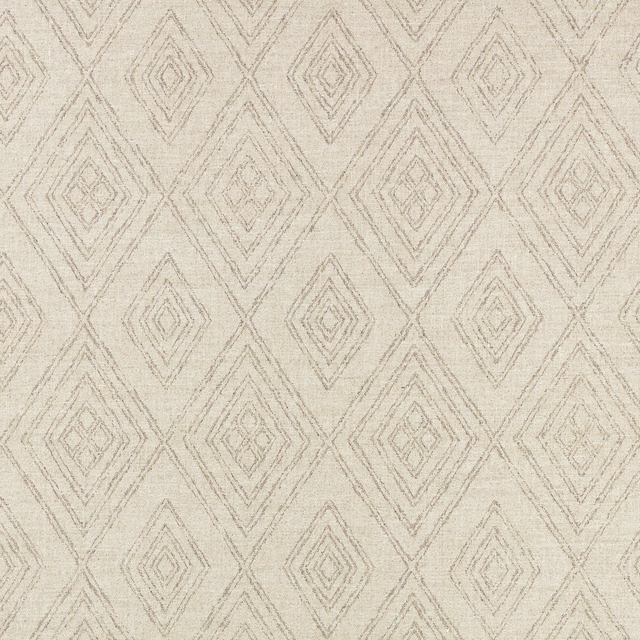 Warm ivory textile with fine taupe diamond outlines and a softly mottled weave