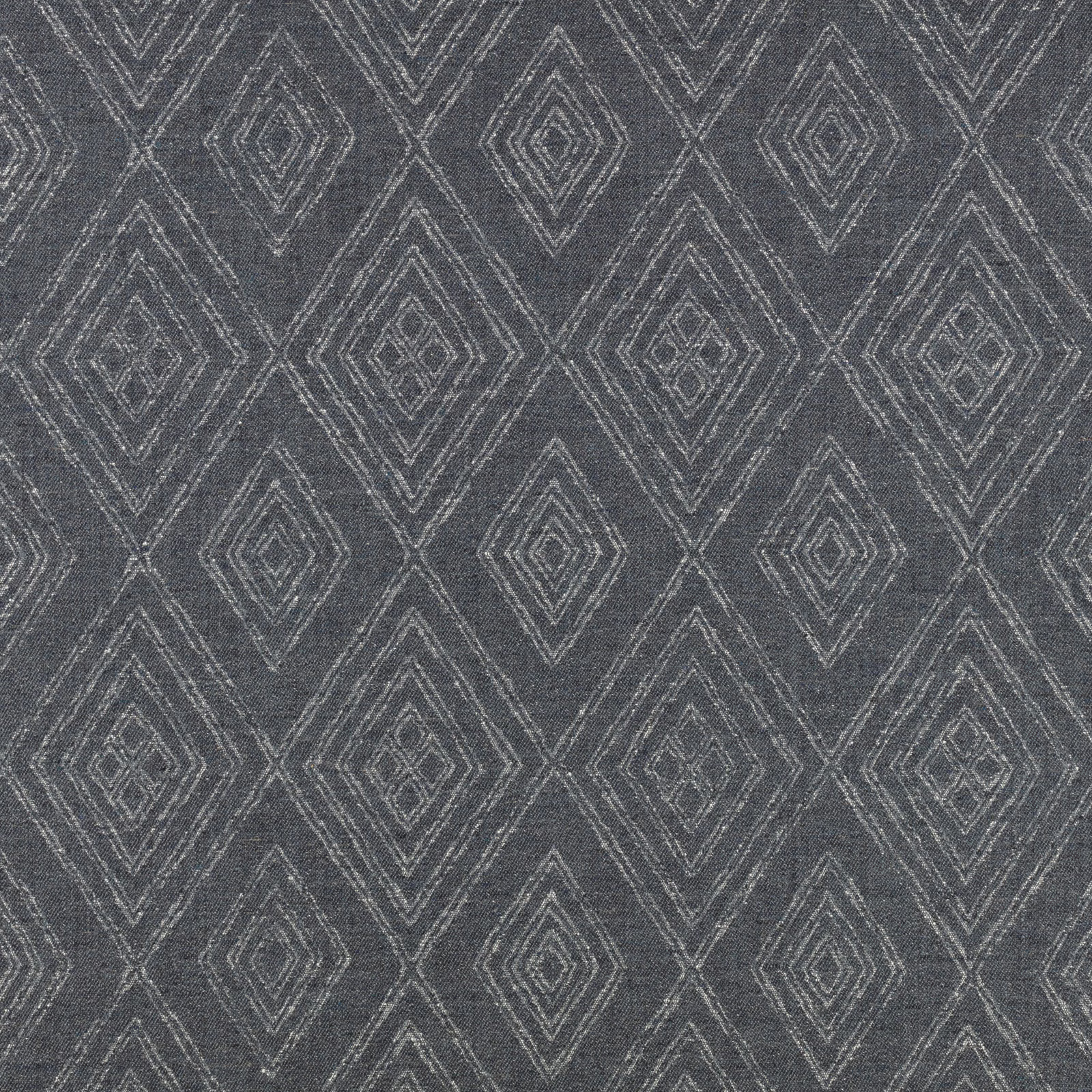 Dark indigo woven ground with pale nested diamond lines and nubby texture