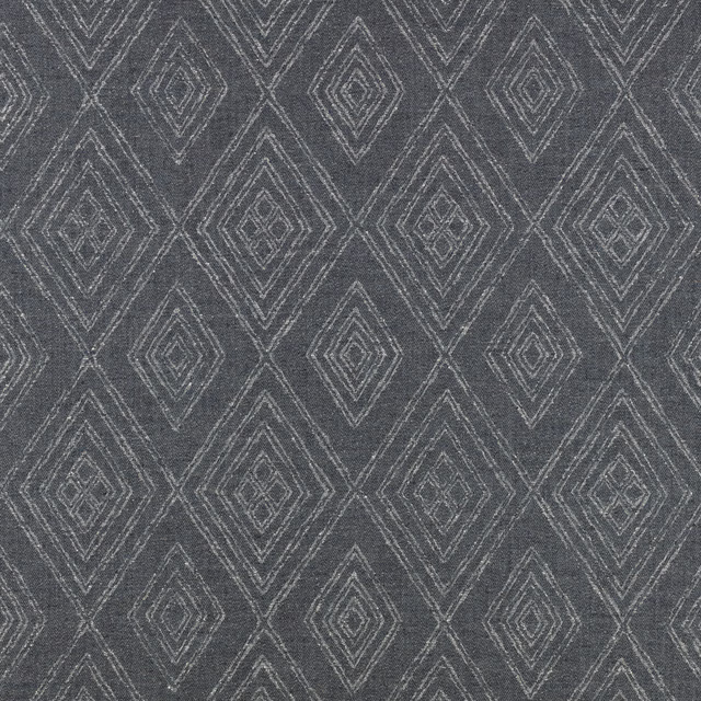 Dark indigo woven ground with pale nested diamond lines and nubby texture