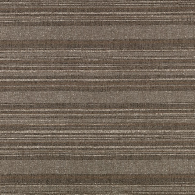 Chestnut brown woven textile with irregular horizontal taupe and charcoal stripes