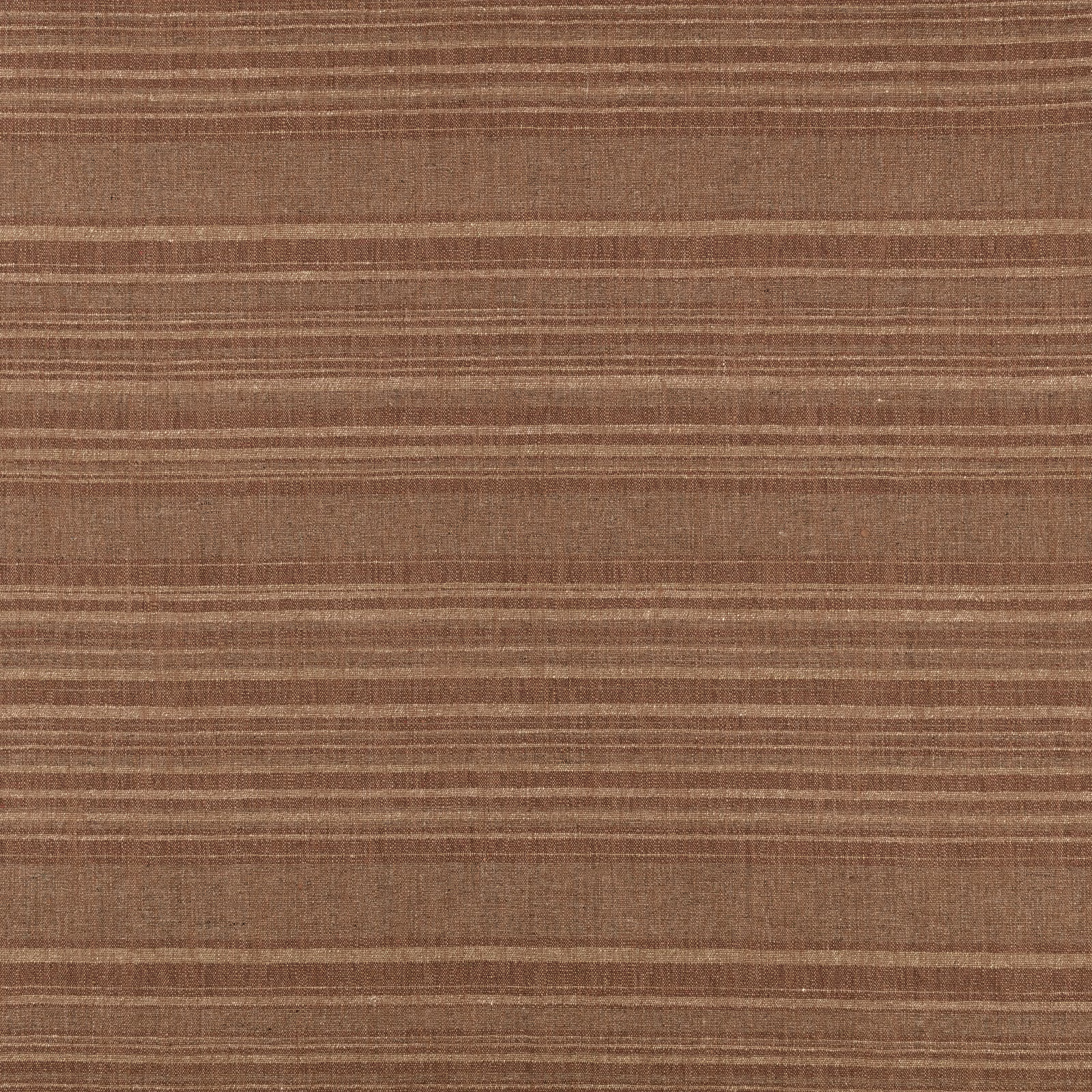 Warm clay-brown woven fabric with irregular horizontal bands and fine texture