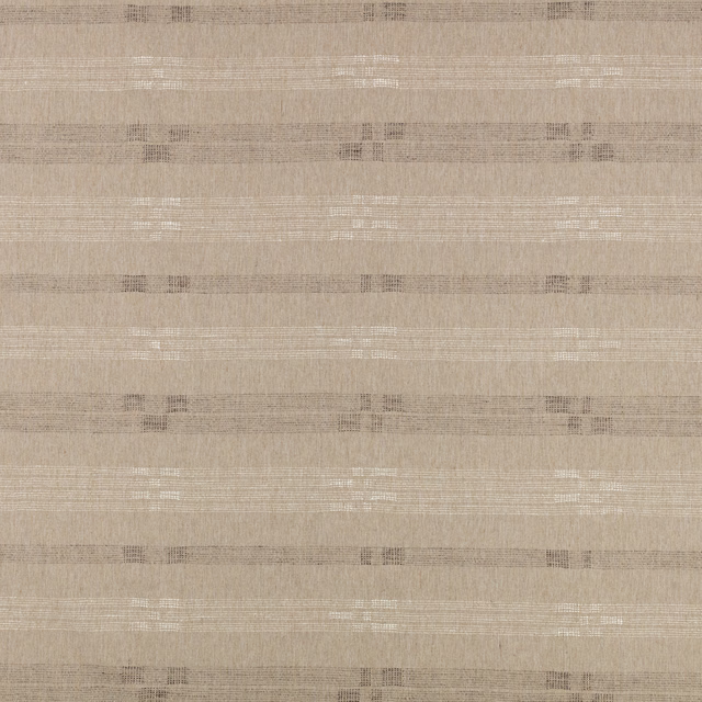 Warm flax-beige textile with horizontal bands and softly pixelated woven blocks
