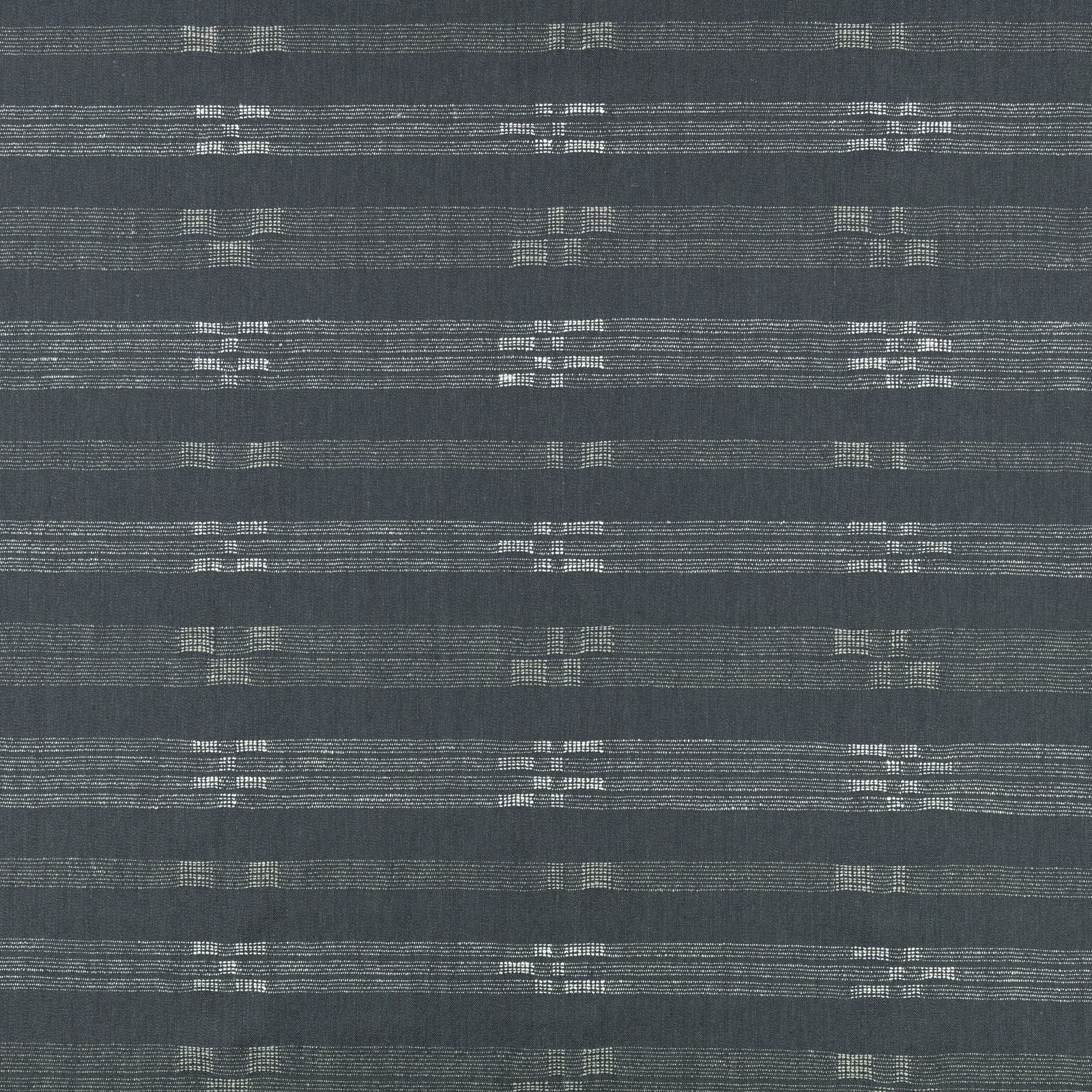 Smoky indigo woven fabric with broken horizontal lines and pale rectangular accents