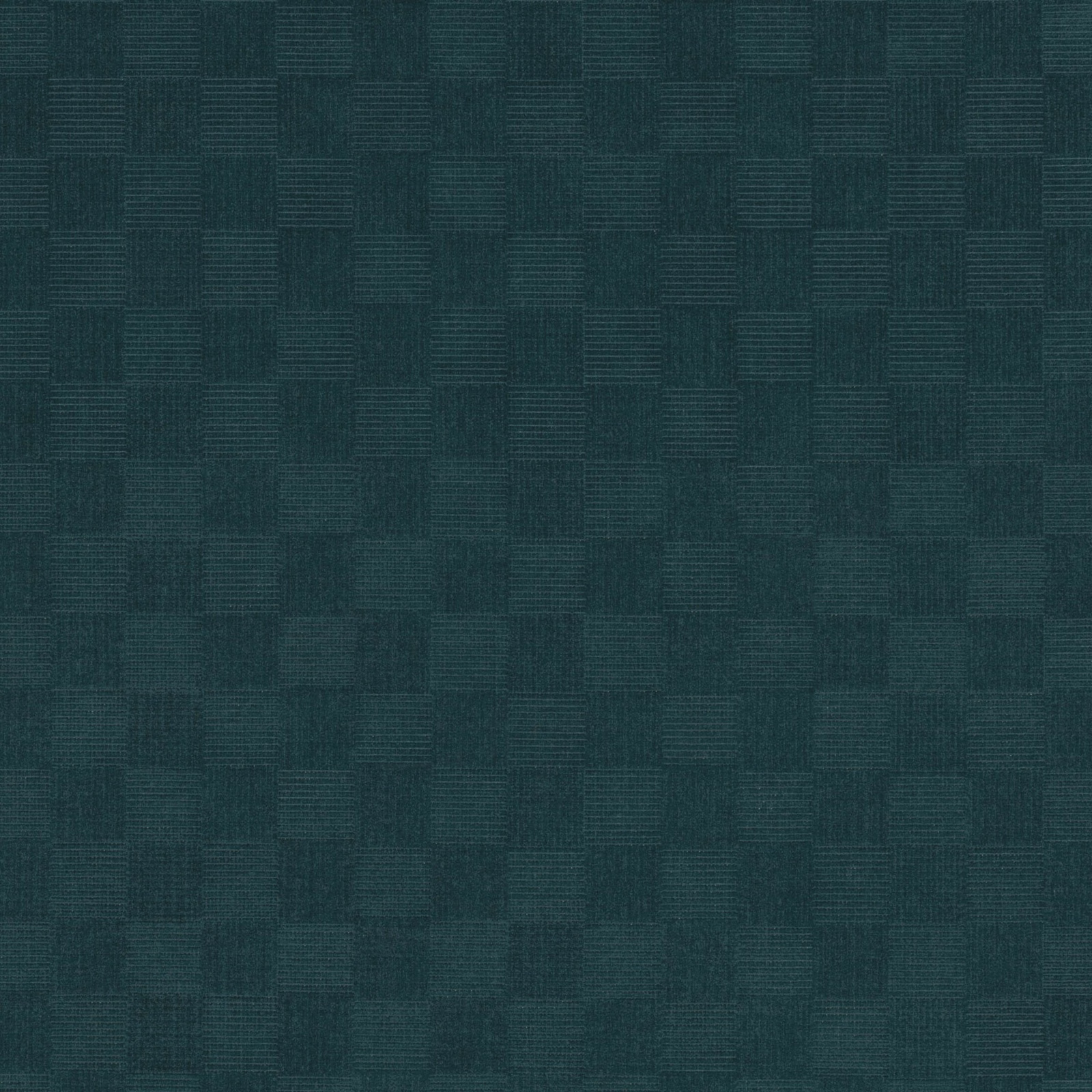 Deep ottanio teal fabric with tonal cubist rectangles and crosshatched woven texture