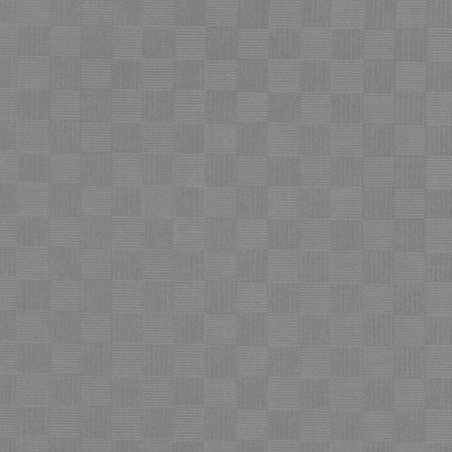 Close-up of cool storm-grey woven fabric with tonal rectangular blocks and fine lines