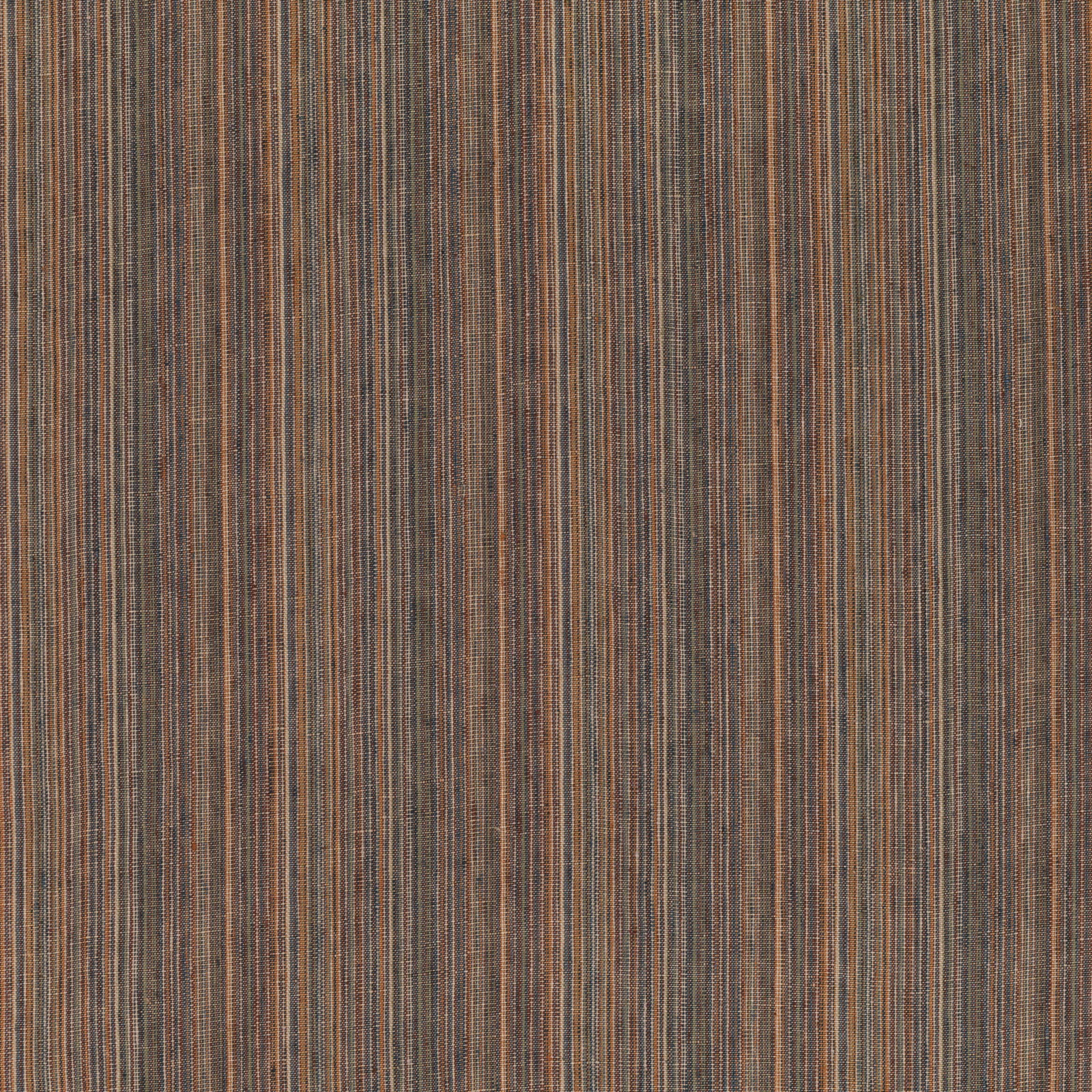 Dusky berry-brown fabric with fine vertical rust and blue-grey woven stripes
