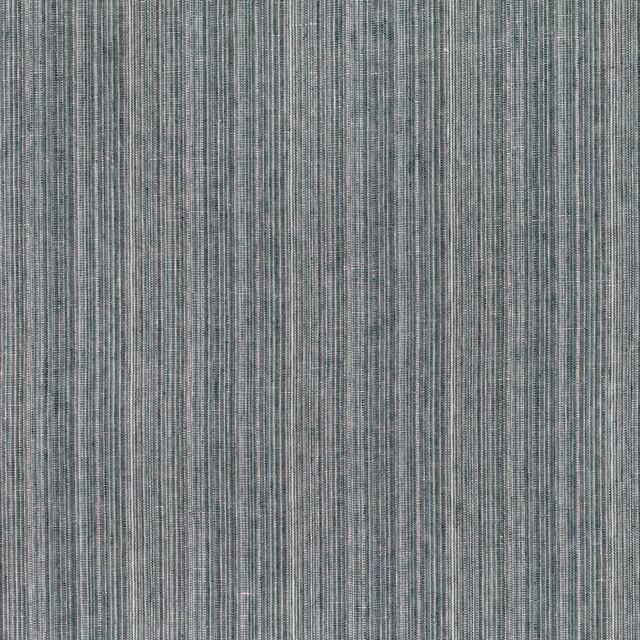 Muted ocean-blue fabric with fine grey vertical ribs and softly tactile texture