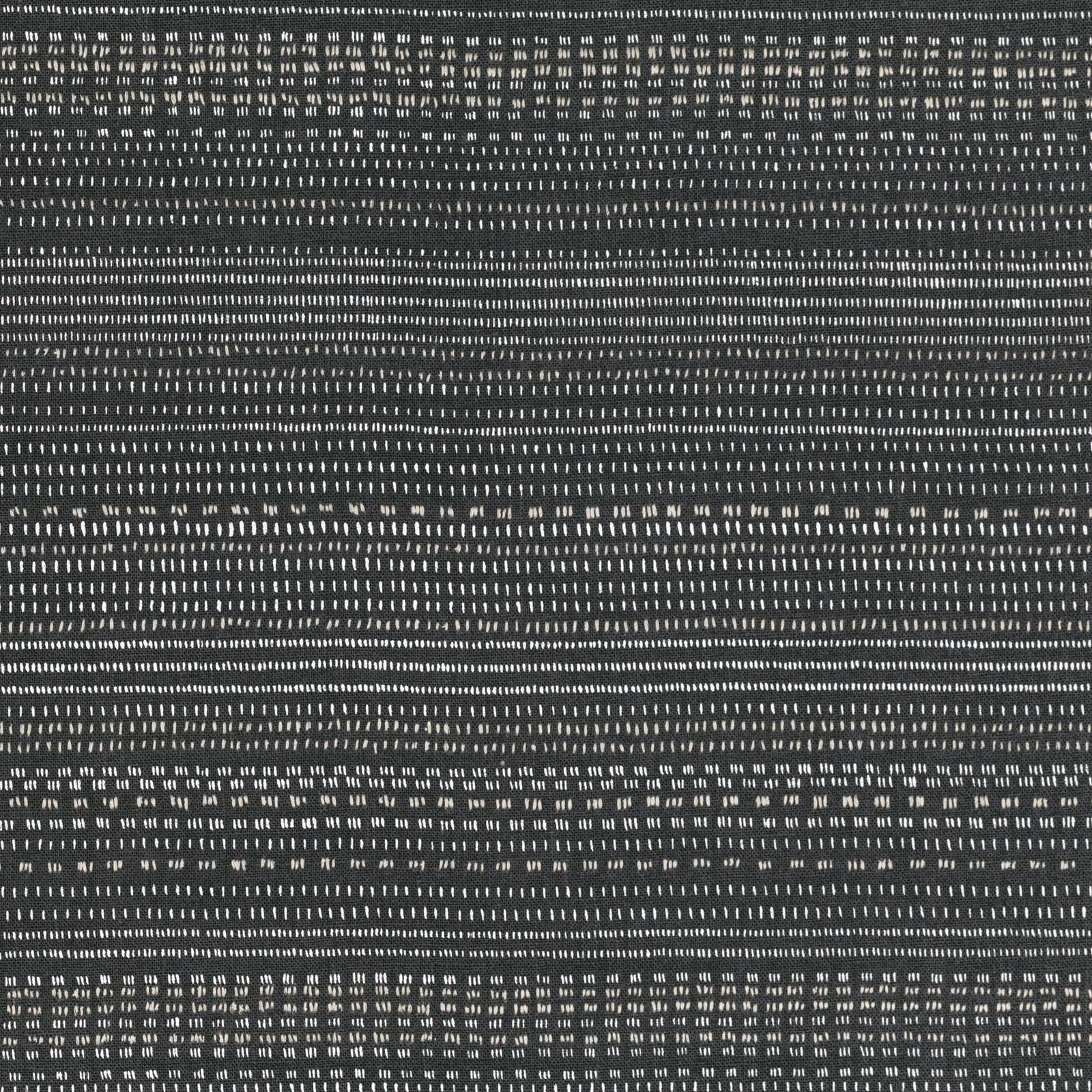 Deep anthracite woven textile with pale dashes arranged in horizontal bands