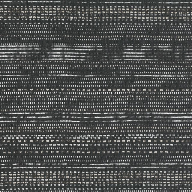 Deep anthracite woven textile with pale dashes arranged in horizontal bands