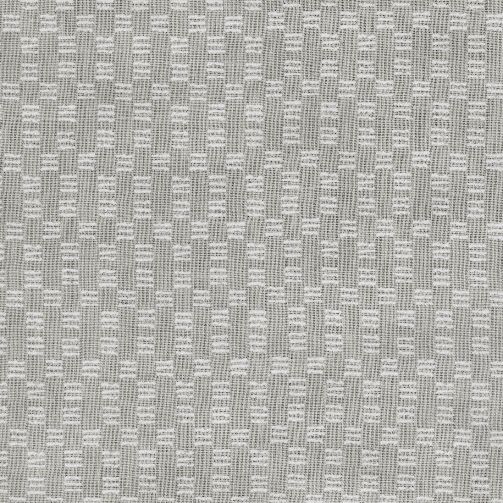 Soft greige-grey woven textile with broken white horizontal flecks in vertical columns